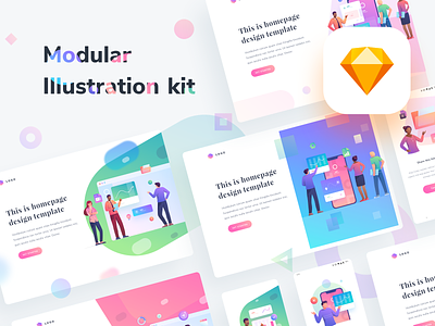 Modular Illustration Kit android app cards chart dashboard gradient graph human icons illustration illustrations mobile people startup team work web