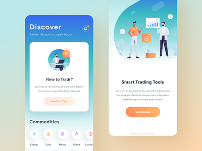 Trading App Empty States & Onboarding app chart dashboard gradient graph icons illustration illustrations ios mobile social ui