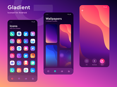 Gladient Iconset App Exploration app cards dashboard galaxy gradient icons illustration illustrations ios material mobile themes wall wallpaper