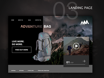 #dailyUI03 - Landing Page bag branding design hiking landing page product page ui