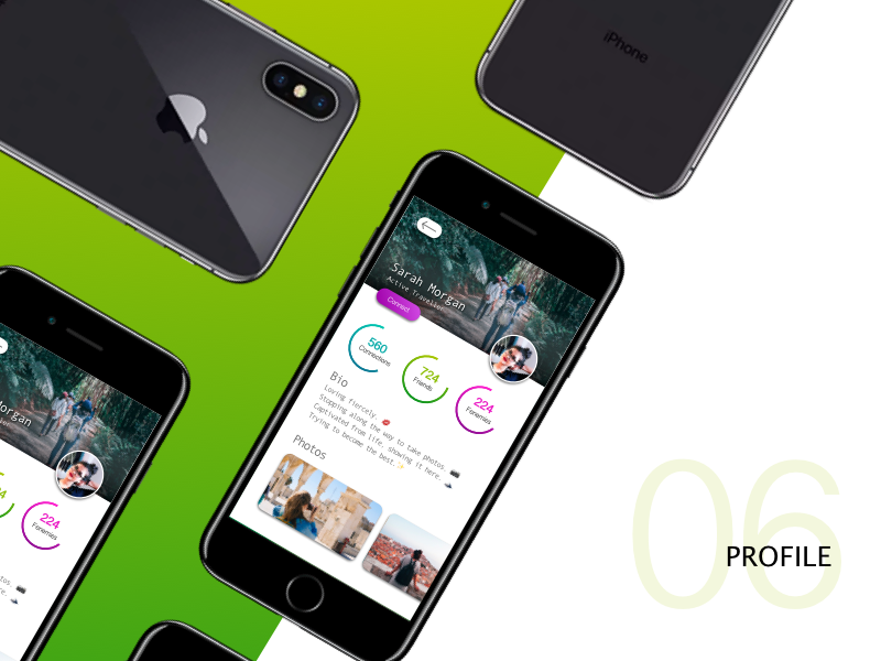 #dailyUI04 - Profile profile design profile card mobile iphone gradient green connected profile illustration app ui design branding