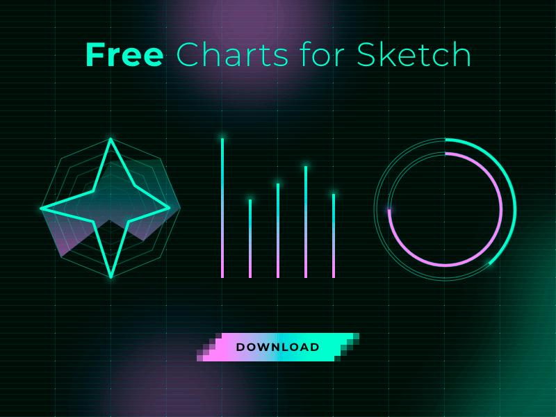 Free Charts For Sketch cyberpunk dark freebies green pink retrofuturism sketch ui kit user interface violet