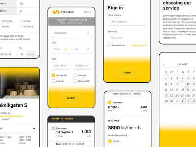 Storages – web app branding business minimal photoshop responsive web design user interface white yellow