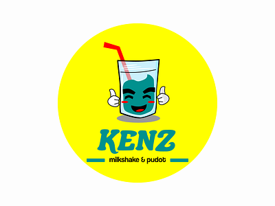Logo Brand Kenz Milkshake & Pudot Yellow branding design food and beverage icon vector