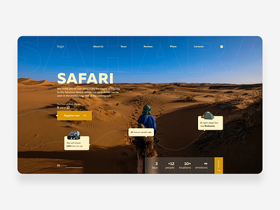 Travel website header UI