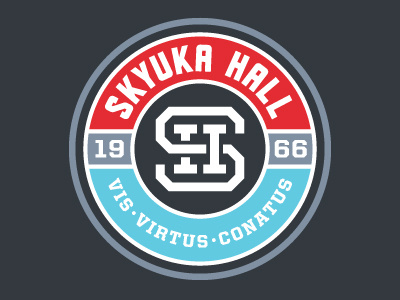 Skyuka Hall brand crest interlock latin logo monogram school