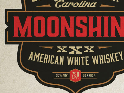 Moonshine Label badge black branding carolina crest label red whiskey