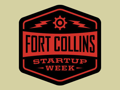 Fort Collins Startup Week Logo colorado electricity entrepreneur gear hexagon lightning