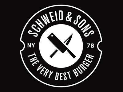 Schweid & Sons Identity burger butcher circle crest enclosure knives meat nyc