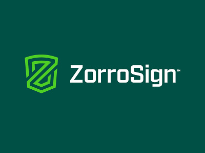 ZorroSign Rebrand branding digital green logo rebrand sans serif security shield sign signature z
