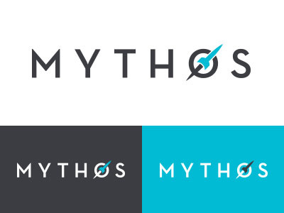 Mythos Logo blue flame rocket space type