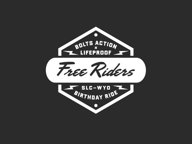 Bolts Action / LifeProof ride skateboard motorcycle moto shock lightning bold script logo lockup badge