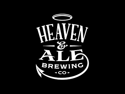 Heaven & Ale Brewing Co. Logo ale ampersand beer beverage black brew brewery brewing craft halo heaven tail