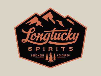 Longtucky Logo Badge alcohol badge colorado distillery mountains pines spirits trees whiskey