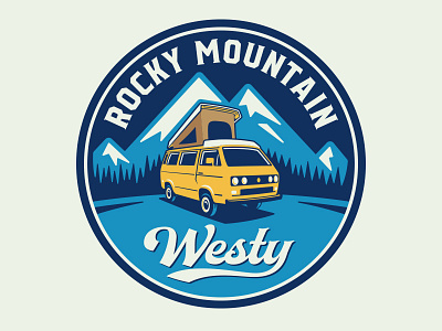 Rocky Mountain Westy Logo auto bus camper camping travel van volkswagon westy yellow