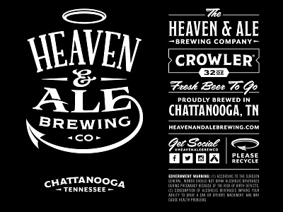 Heaven & Ale Brewing Co. Crowler Wrap Concept ampersand beer black brewery brewing crowler halo label logo packaging