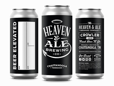 Heaven & Ale Brewing Co. Concept Crowlers ampersand beer black brewery brewing can crowler halo label logo packaging