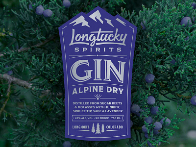 Longtucky Gin Label alcohol alpine colorado craft distillery gin lavender molasses mountains sage spirits sugar beets