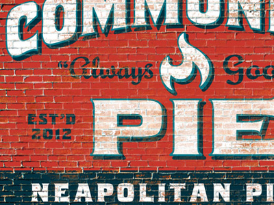 Community Pie Wall Ad ad mural pizza vintage
