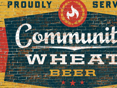 Community Wheat Beer ad beer flame mural vintage