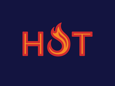 HOT blaze fire flame heat hot logo red type