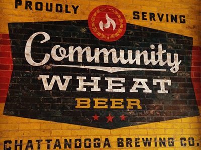 Community Wheat Beer mural beer brewery brewing brick chattanooga community flame paint pizza vintage wheat