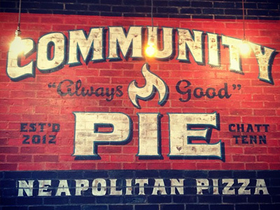 Community Pie Ad ad brick flame food logo pie pizza restaurant