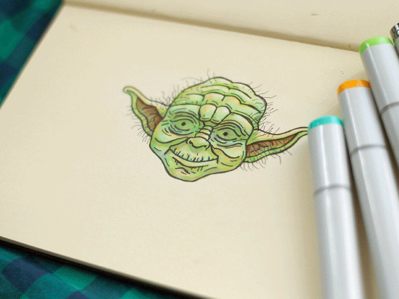 Yoda avatar character freebie fun holiday illustration markers space star wars yoda
