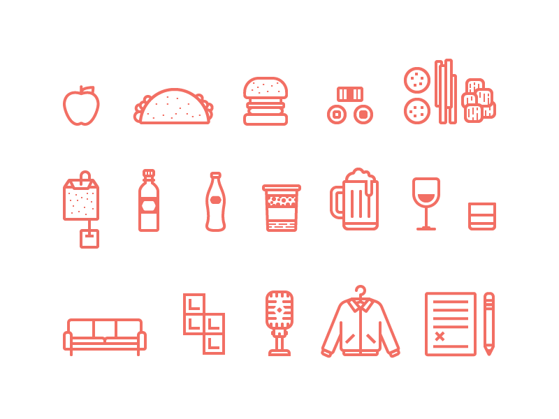 DBX Icons Illustrations icons illustrations vector simple flat food drinks games beer wine whiskey tea