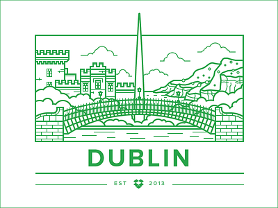 Dublin Office Illy bridge city flat illustration landmark landscape simple vector