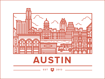 Austin Office austin buildings city food icon illustration music truck