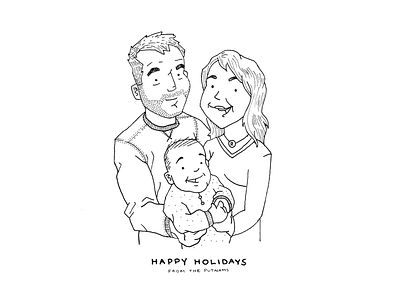 Putnam Holiday Card family hand drawn holiday illustration typography