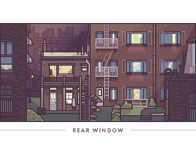 Rear Window architecture buildings creepin illustration movie vector windows