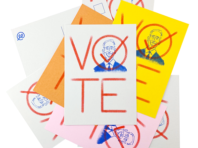 vote biden election illustration risograph usa vote