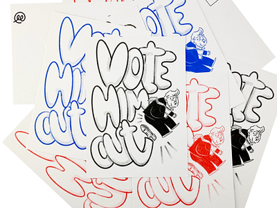 Vote Him Out election illustration postcard risograph typography usa vote