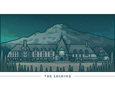 The Shining architecture buildings creepin horror hotel illustration movie vector windows