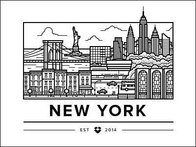 New York Office bridge brooklyn brownstone buildings bus city guggenheim illustration new york statue of liberty taxi vector