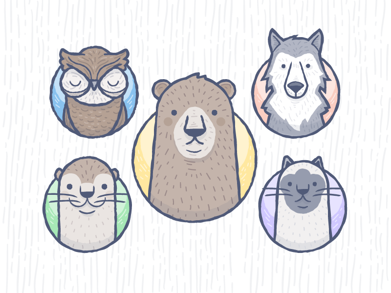 animal stickers by ryan putnam for dropbox design on dribbble