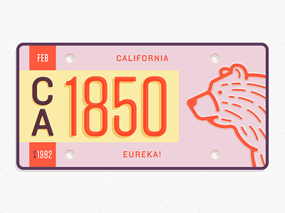 California State Plate bear california illustration license plate state typography vector
