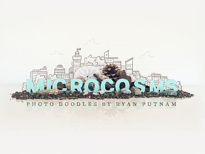 Microcosms doodle illustration logo nature photo rocks typography