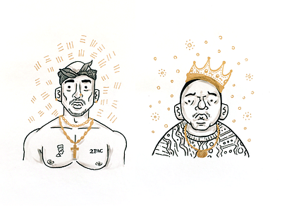 drawings of tupac and biggie