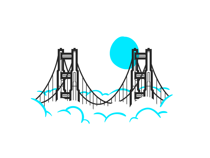 Golden Gate illustration icon vector brush bridge san francisco fog