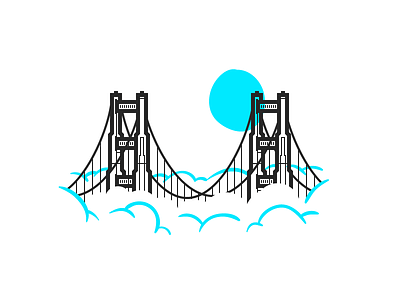 Golden Gate bridge brush fog icon illustration san francisco vector