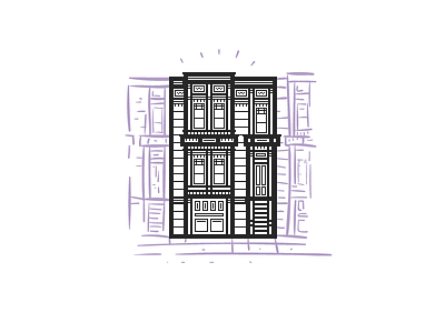 Painted Lady building house illustration san francisco vector