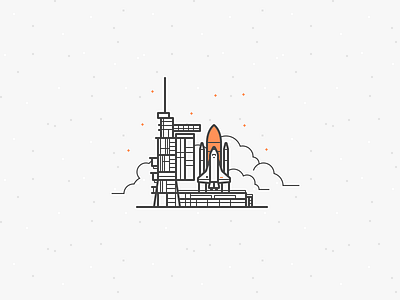 Shuttle clouds icon illustration lift off shuttle space vector