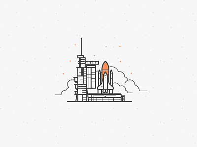 Shuttle clouds icon illustration lift off shuttle space vector