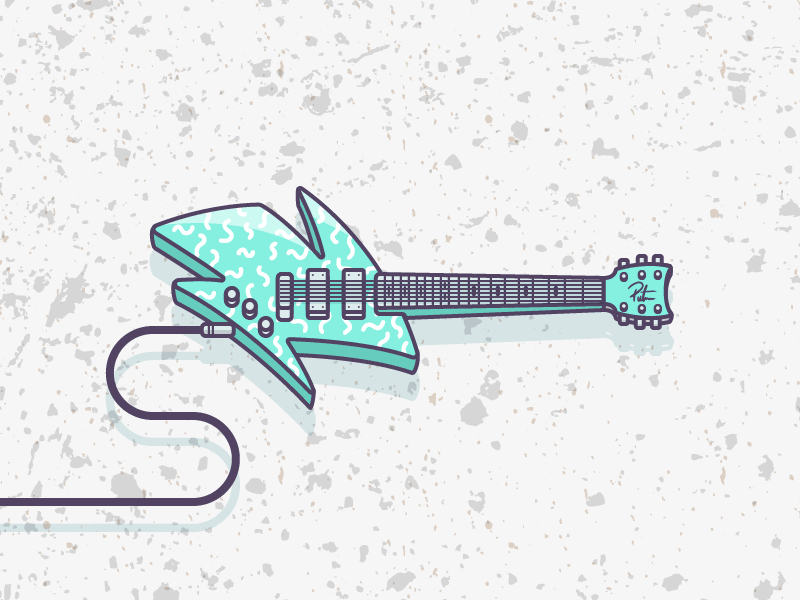 Axe bright guitar icon illustration music neon pattern shred texture