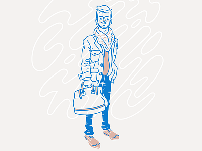 Style illo bag character fashion figure illustration man vector