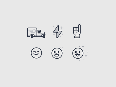 Operator Icons 02 avatar delivery face hand icons illustration lightning truck vector