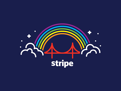 Stripe Pride bridge golden gate bridge icon illustration pride rainbow vector